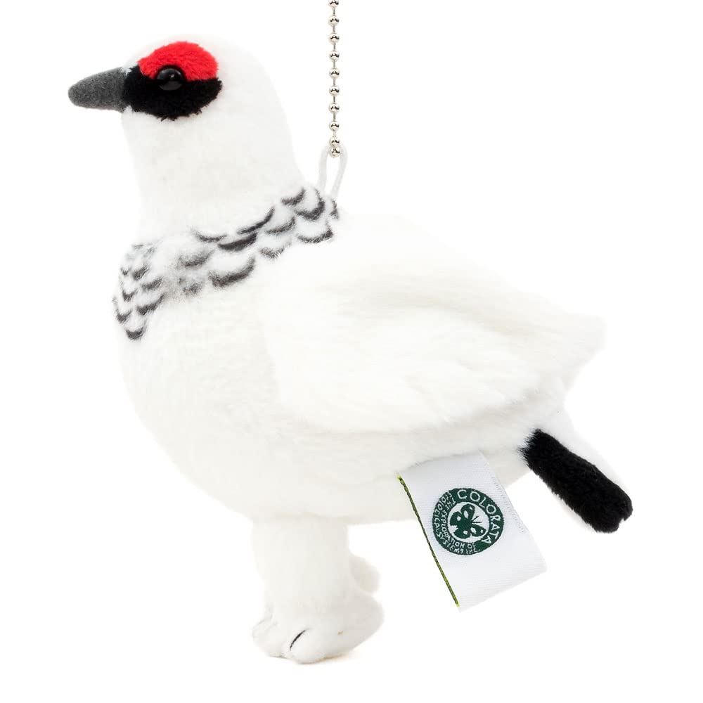 [COLORATA] Colorata Plüschmaskottchen - Japanisches Felsenhuhn (Wintergefieder) (Realistische Vogelkette enthalten) Niedlicher Vogel Schlüsselanhänger Puppe Geschenk
