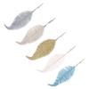 5pcs Gold Powder Artificial Christmas Flower Simulation Leaf Clip Hanging Decor For Xmas Tree Home Party