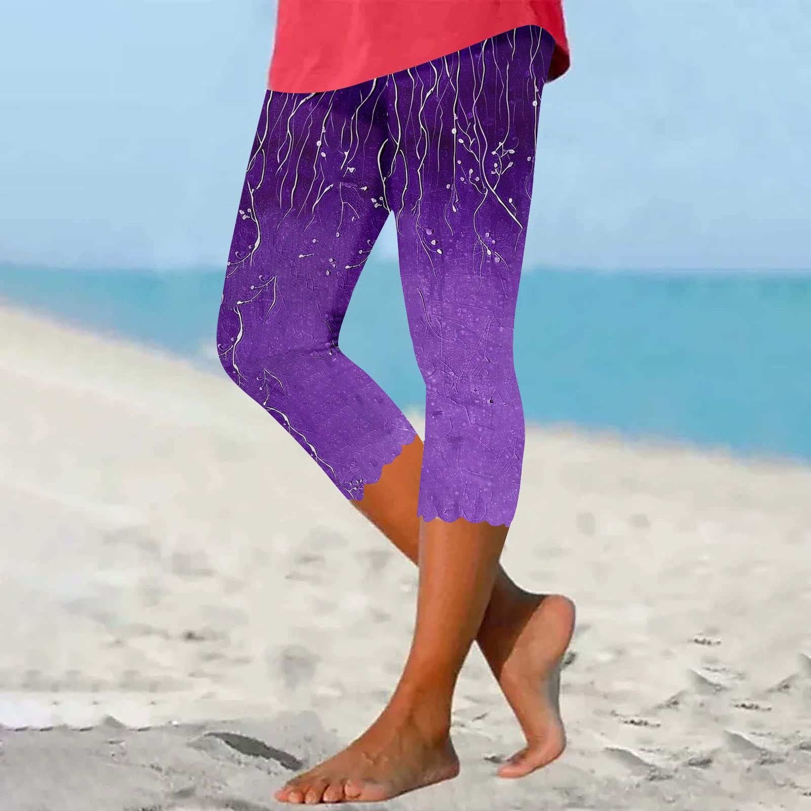 

Женские брюки с эластичным поясом, обтягивающие пляжные брюки S фиолетовый