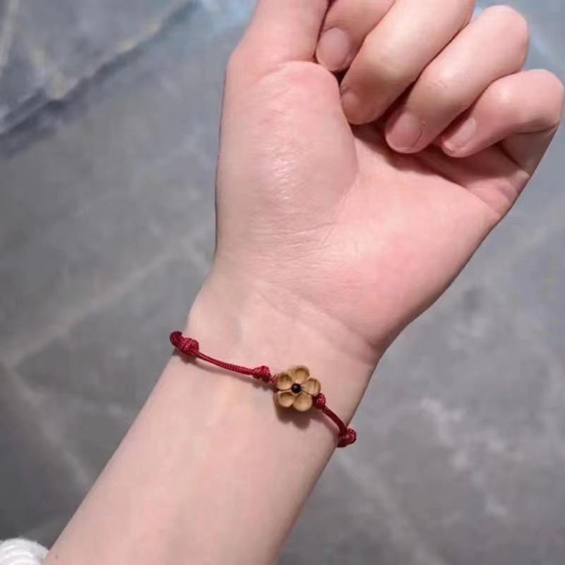 Resin Engraved Plum Blossom Red Rope Hand Rope Handmade Rope Woven Lucky Hand Rope Free