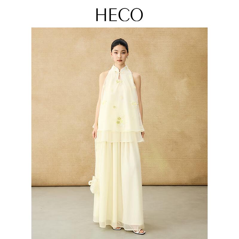HECO New Chinese Style Double-Layer Sheer A-Line Skirt M