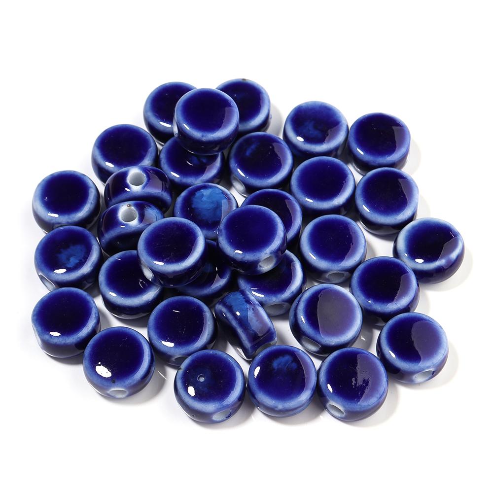 10pcs/lot 12mm Colorful Floral Glaze Ceramic Beads Flat Round Loose Beads for DIY Jewelry Making Bracelet Necklace Accessories