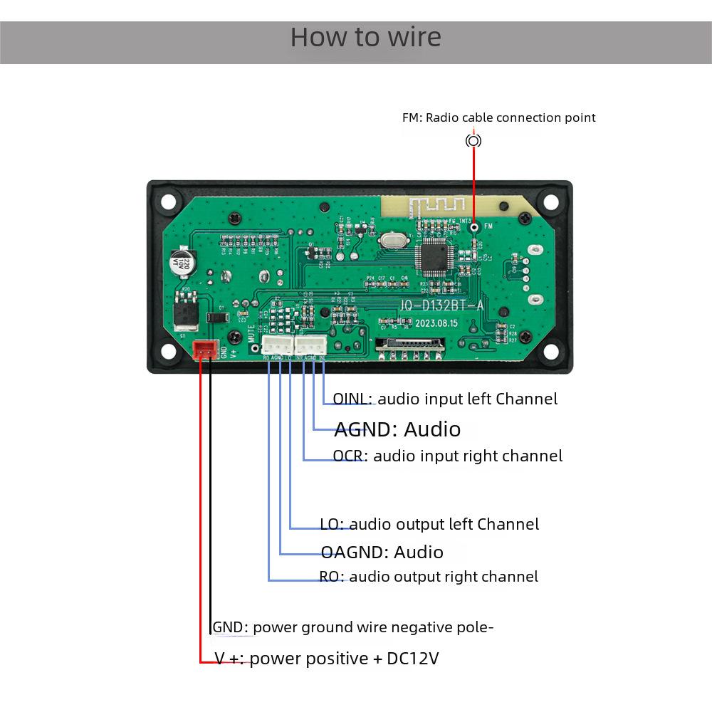 JQ Bluetooth MP3 Decoding Board with LCD Screen for DIY Car Audio Amplifiers