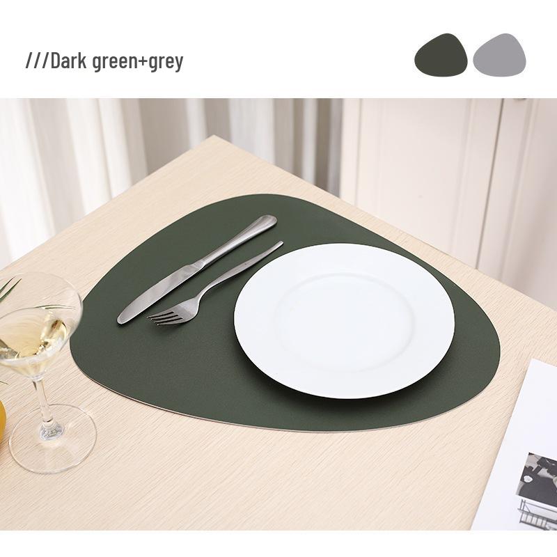 Two-Tone PU Leather Placemat: Waterproof, Oil-Proof, Heat-Insulating, Non-Slip PVC Mat for Western Dinner Plates.