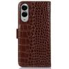 For Samsung Galaxy S25 Edge Case Wallet Crocodile Texture Genuine Cow Leather Phone Cover