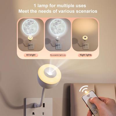 Projector Light Moon Projection Table Lamp Night Lights 3 Modes Ambient Lighting Remote Control For Home Decor Living Room Wall