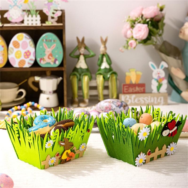 User Friendly Green Rabbit Basket Easters Celebration Decors for Easters Festivities Perfect for Kids and Family Gatherings