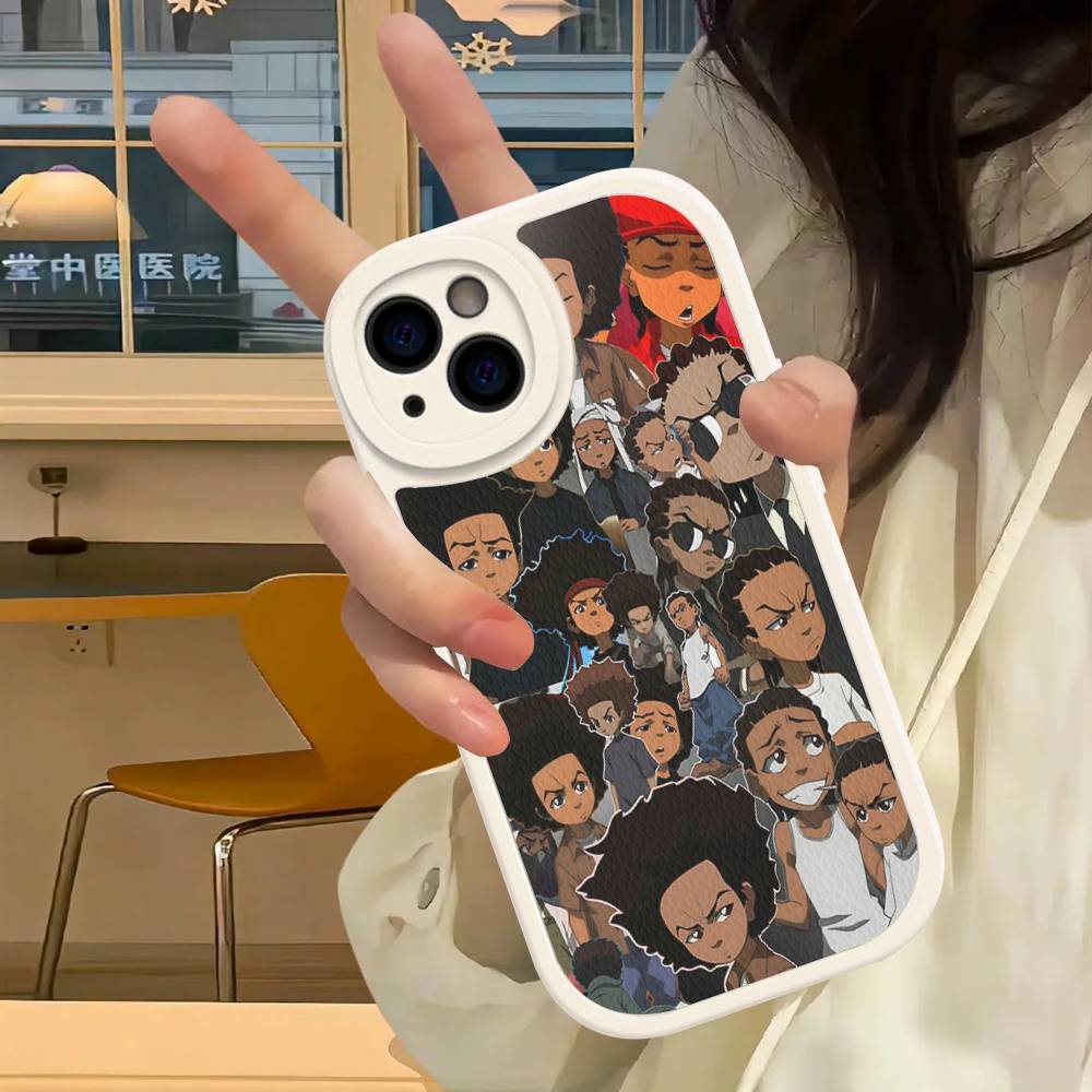 Cartoon The Boondocks Phone Case For IPhone 16 15 14 13 12 11 Pro Max Plus Leather Cover