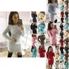 Damen Flauschiger Langarm Pullover Top Gemütliches Figurbetontes Mini Jumper Kleid Bluse