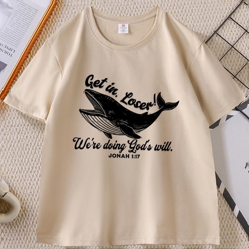 

Christian Humor Get in Loser Whale t-Shirt men women Jonah 1:17 Faith Tshirt casual cotton short sleeve round neck t shirts -... S разноцветный