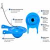 High Performance Water Saving Toilet Tank Flapper Pedal Flush Valve Stainless Steel Chain Flexible Seal Durable One Piece Design