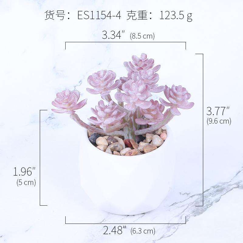 Office Potted Plant Fake Succulent Ceramic Pot Mini Pink Succulent Diamond Cup Potted Plant Second Hair Anti-Drop Potted Plant
