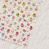 Cute Animals Bear Dog Cake Sweet Cherry Grid Bowknot Star Line Fruit Relief Self Adhesive Nail Art Stickers 5D Manicure Decals