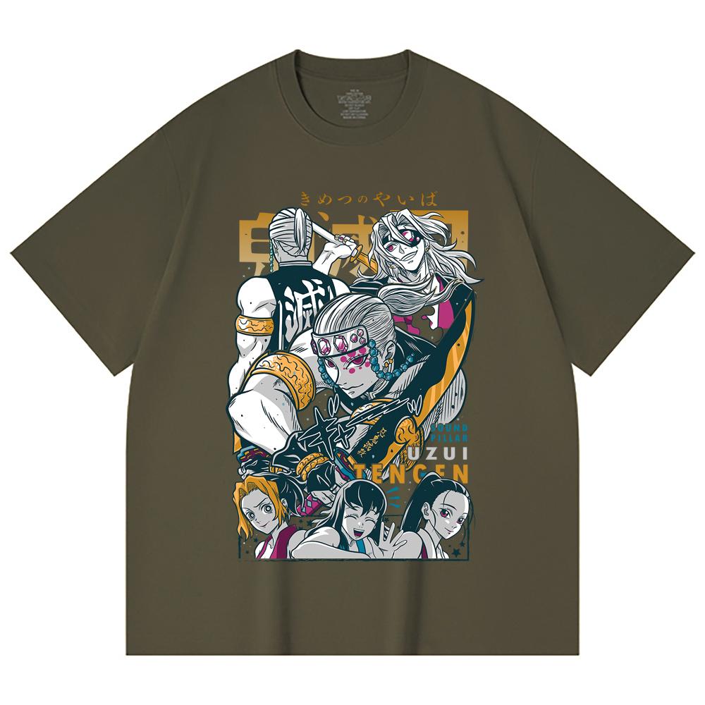 230 Gsm 100% Cotton Demon Slayer V65 Uzui Print Unisex Heavy Cotton T Shirt