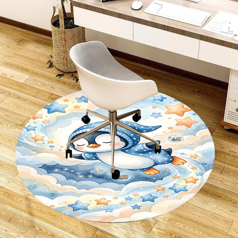 1PC Penguin Non-Slip Floor Round carpet, Office, family, bedroom, Large Area Rug Indoor Rugs,  Durable PolyesterH0353
