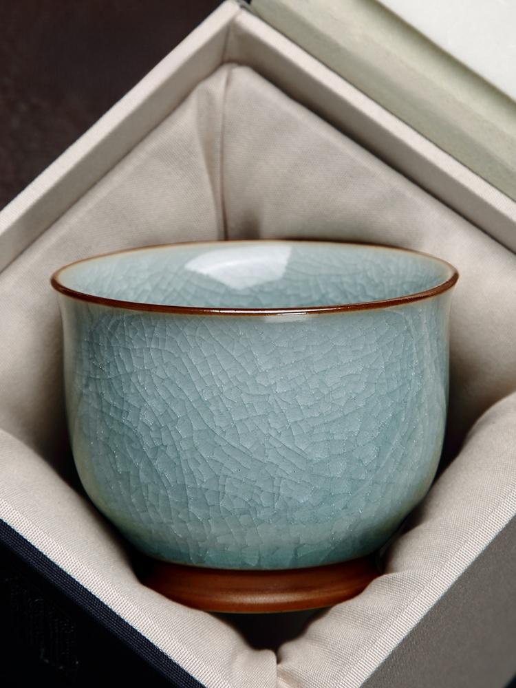Premium Ceramic Gongfu Tea Cup Yu Porcelain Ice Crack Owner Cup Personal Use High End Tea Set Handmade Chinese Style