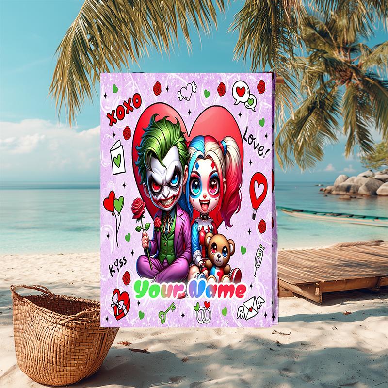 1PC Custom Name Love Madness Beach Towel Highly Absorbent And Sand-Resistant Towel for Swimming, Pool, Yoga, And Travel Lightweight