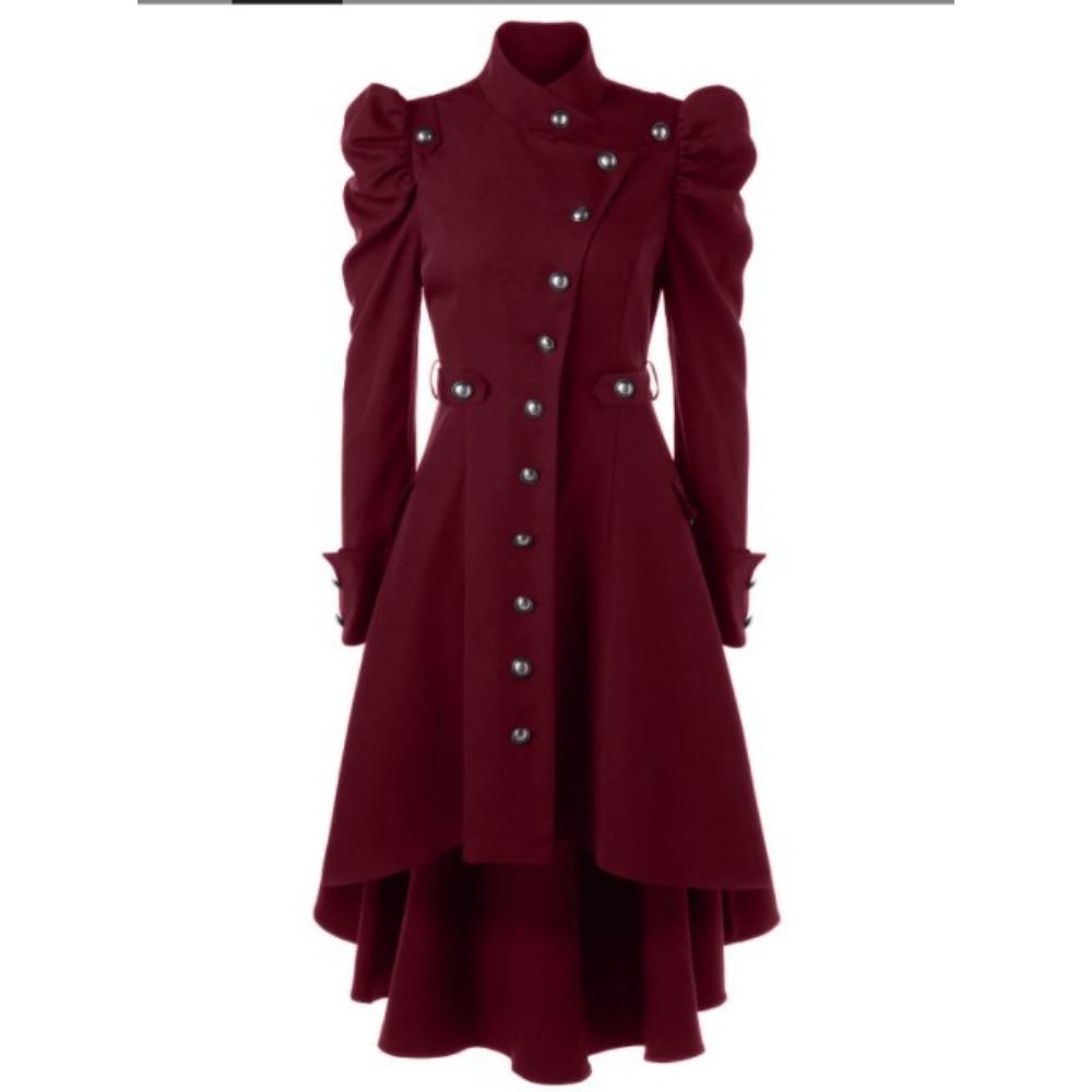 Damen Kleid mit Rollkragen und langen Ärmeln im viktorianischen Stil Gothic Vintage A-Linien-Mantel