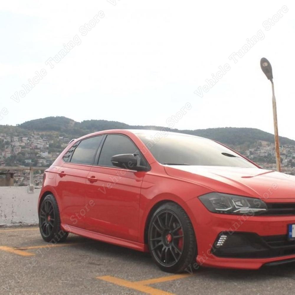 For Volkswagen POLO MK6 2pcs Gloss Black Car Rear View Mirror Cover Caps Trim Shell Frame POLO 6 MPI GTI GTD TSI TDI