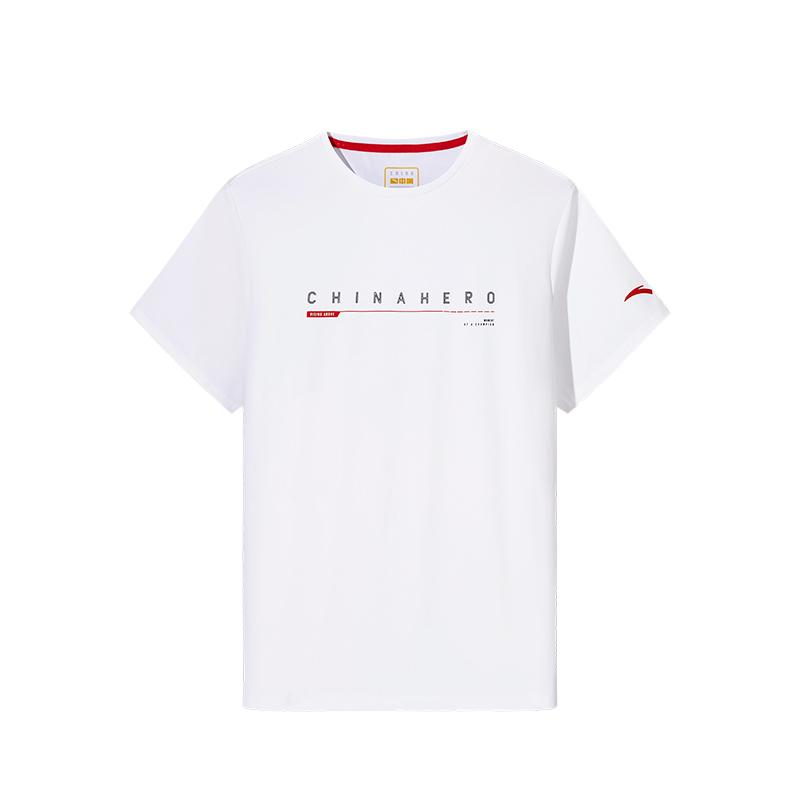 Anta Comfortable Simple Versatile Round Neck Letter Casual Sports Breathable Short Sleeve T-Shirt Men Tops Pure-White 152537140-1