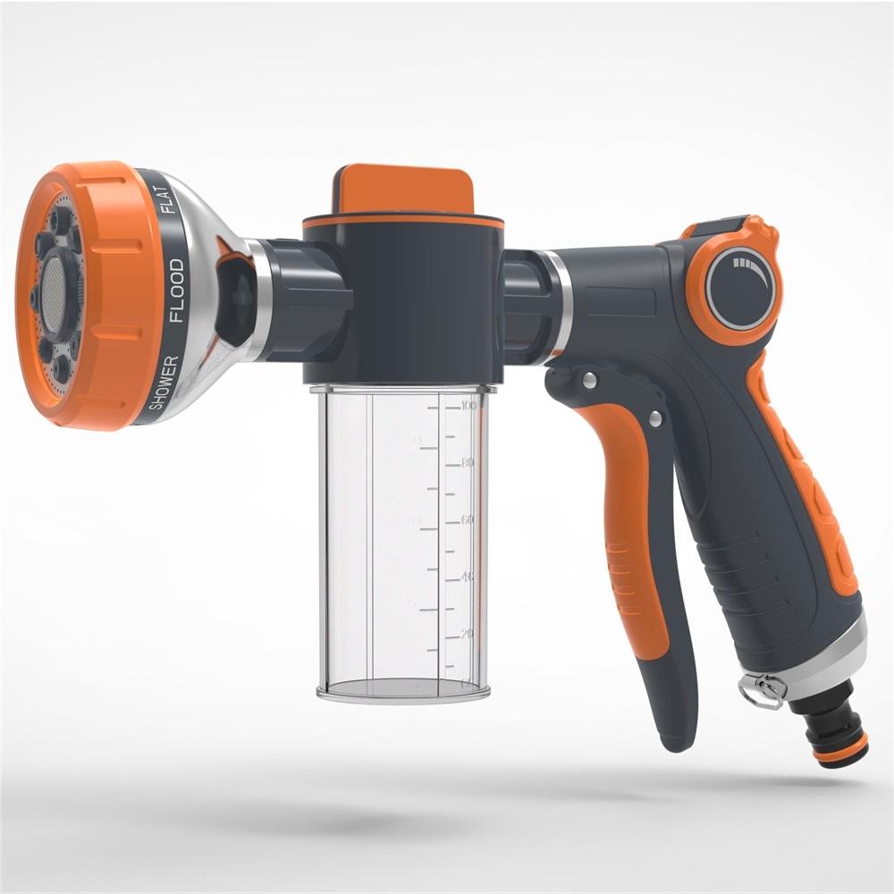 Upgraded dog bath hose accessory, 8 spray modes, includes a 3.5 oz (100 ml) soap dispenser.