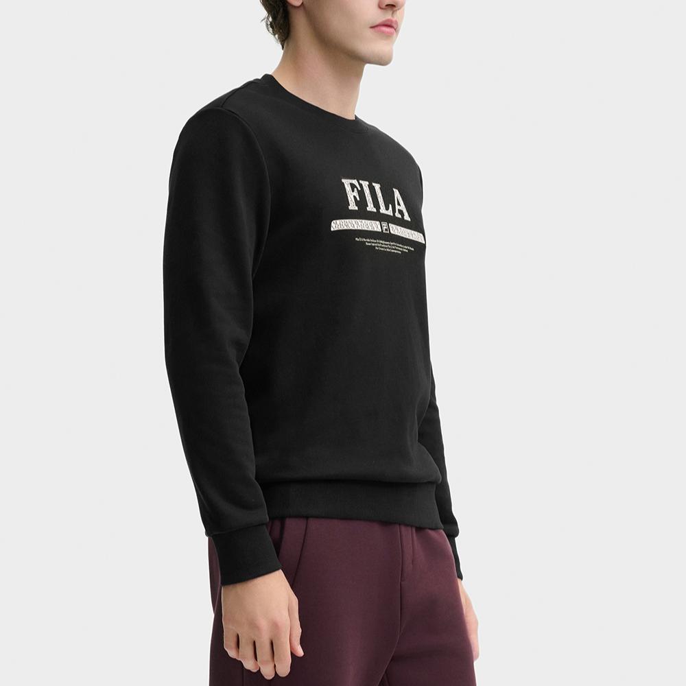 FILA Simple Versatile Casual Fleece Pullover Sweatshirt Men sweatshirt Black F11M448224FBK