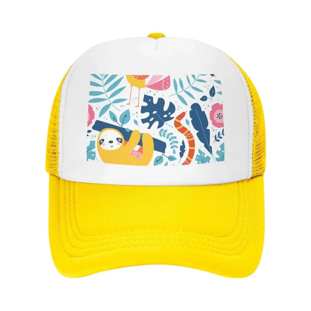 Tropische Tiere und Blätter Personalisierte bedruckte Baseballkappe Damen Sommer Atmungsaktiv Strandhüte Passend Unisex Verstellbarer Hut