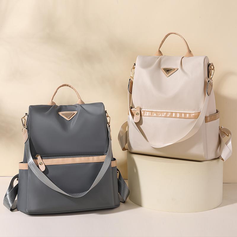 Backpack Women's Solid Color Commuter Backpack Large Capacity Contrast Color Bag