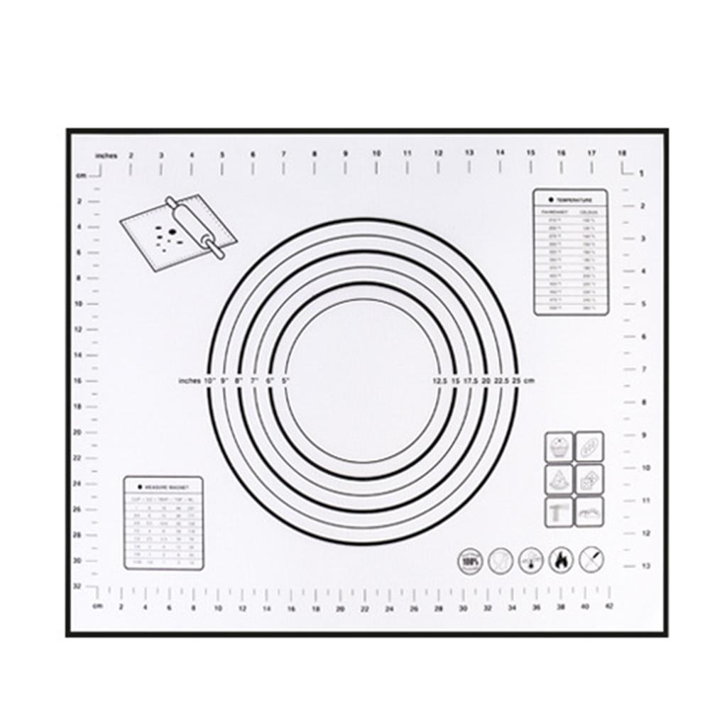 Silicone Making Baking Mat BBQ Mat with Clear Scale Design Washable Rotatable for Home Kitchen Daily Use