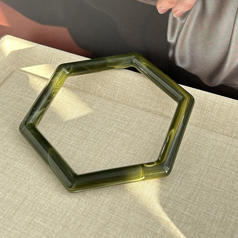 Color Smudged Hexagonal Acrylic Bracelet Retro Simple And Versatile Bracelet Style Jewelry