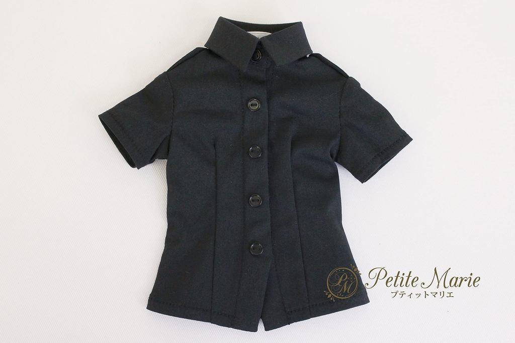 MDD MSD compatible Shirt with epaulettes that can be worn with different outfits Short sleeve black plain 40cm doll BJD doll clothes [Petite Marie]