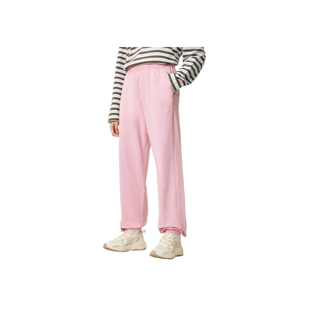 Li Ning Sports Lifestyle Series Loose Fit Cuffed Casual Versatile Knitted Sports Pants Women Bottoms Light-Pink AKLU868-7