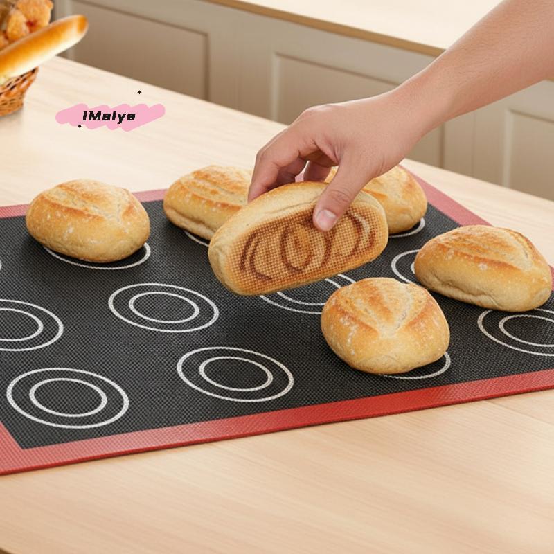 M-1Pc Perforated Silicone Baking Mat, With Puff & Round Patterns, Reusable Non-stick Oven Liner, For Cookies Macaron Bread