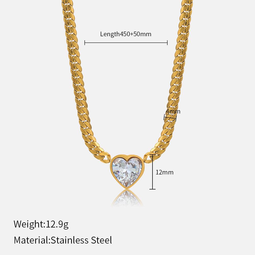 Fashion Temperament Love Stainless Steel Bracelet Necklace Set Internet Celebrity Popular Diamond-encrusted Peach Heart Jewelry Ladies Tide