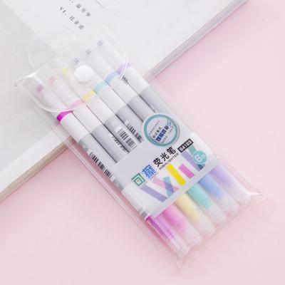 6 Piezas Bolígrafo Resaltador Borrable Doble Punta Marcador Fluorescente Secado Rápido Tinta No Mancha Bolígrafo para Notas Y Estudio Revisión Protección Ocular