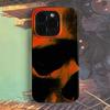 Kräftige Orange & Schwarze Abstrakte Grunge-Tusche-Spritzer Kunst-Druck Handyhülle für iPhone 17 16 15 14 11 12 13 Pro Max Air Plus Rückabdeckung