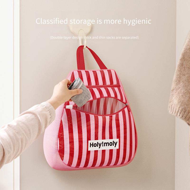 1/2pc Sock Storage Device Dormitory Wardrobe Hanging Mesh Pocket for Underwear and Bras Garment Bag Behind the Door Multipurpose