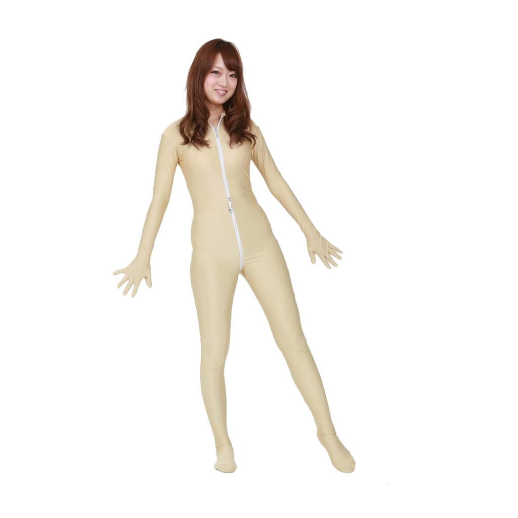 Smooth Knit Catsuit Covering Fingers and Toes for Protection and Protection from Exposure Size [KN17-5H] (Beige, Women's Small)
