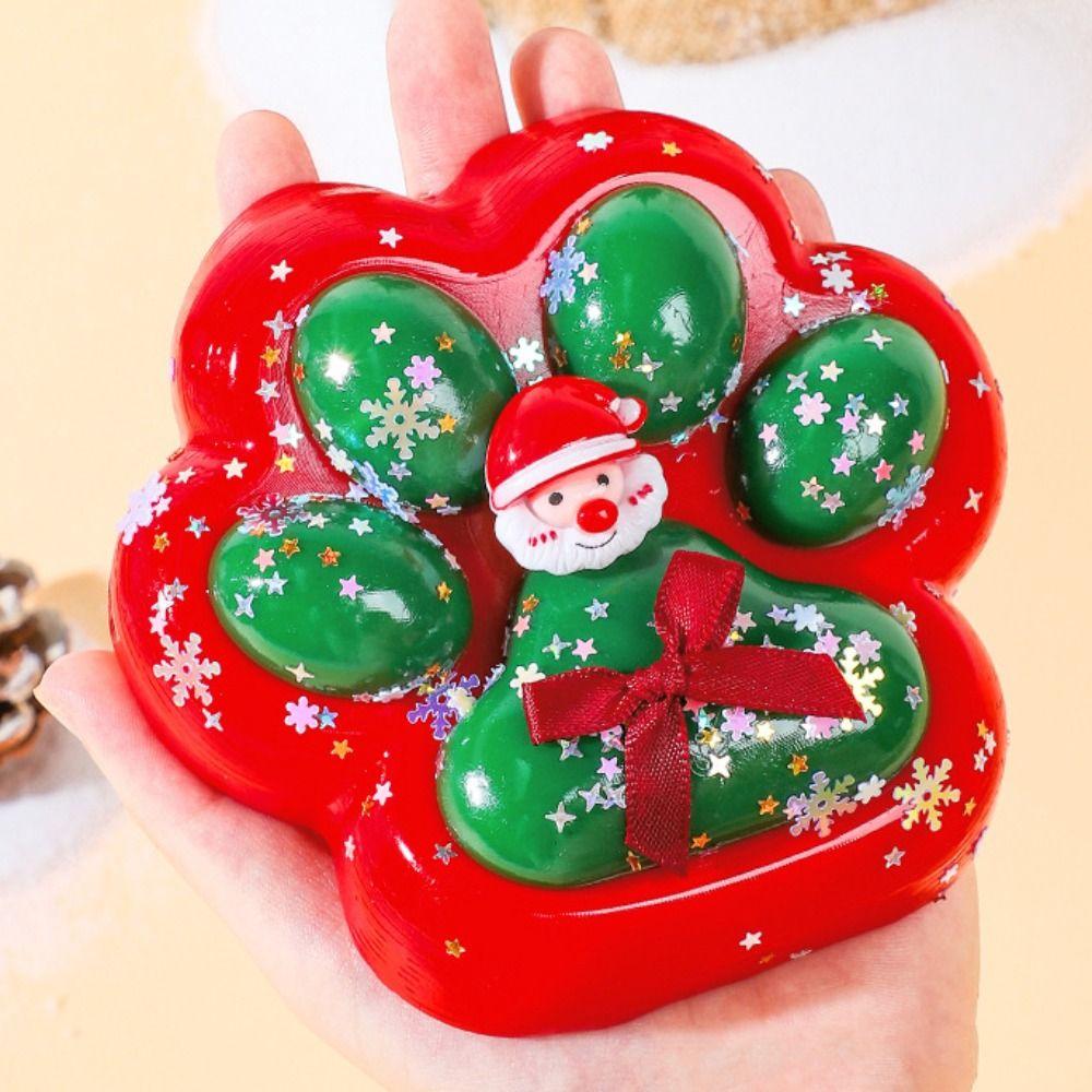 

Разминающая мультяшная игрушка-фиджет с медленным отскоком, игрушка-щипок для кошачьих лапок, рождественский подарок красный