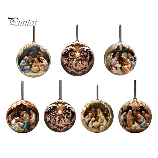

7 шт. Рождественские украшения для сцены Рождества Христова, акриловые подвески для рождественской елки, украшения для дерева, стены, окна, автомобиля double sided