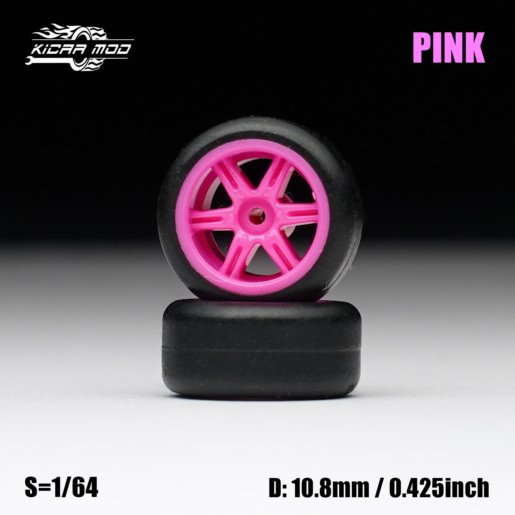 1/64 Modelauto Roze Wielen Met Vaste Rubberen Banden Wordt Geleverd Met Klinknagels Voor Diecast Model Opknaponderdelen Voor Wielen 4 Stuks 1 Set gray