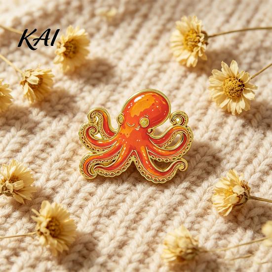 Metal Octopus Badge Cartoon Sea Animal Brooch, Dolphin Whale Seahorse Enamel Marine Brooch Pin, Hats Bags Scarves Clothes Decorative Accessory Mini