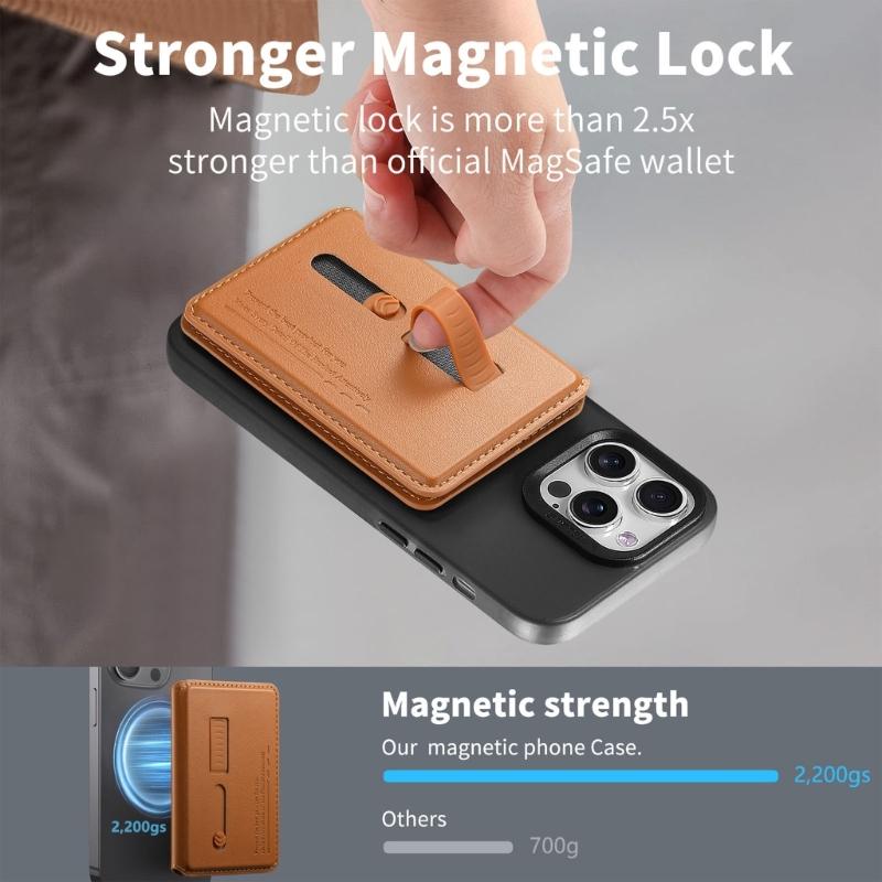 Adjustable Viewing Angle Phone Stand Card Storage Foldable Design Magnetic Backing PU Leather Construction