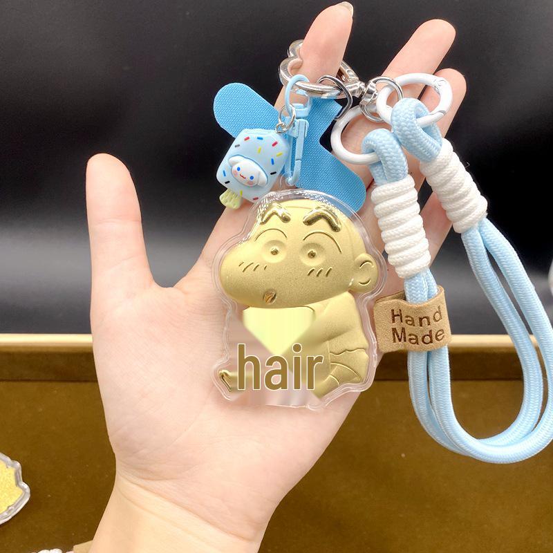 999 Pure Gold Crayon Shin-chan Cartoon Lanyard, Handbag Charm, and Car Key Ring - Perfect New Year Gift