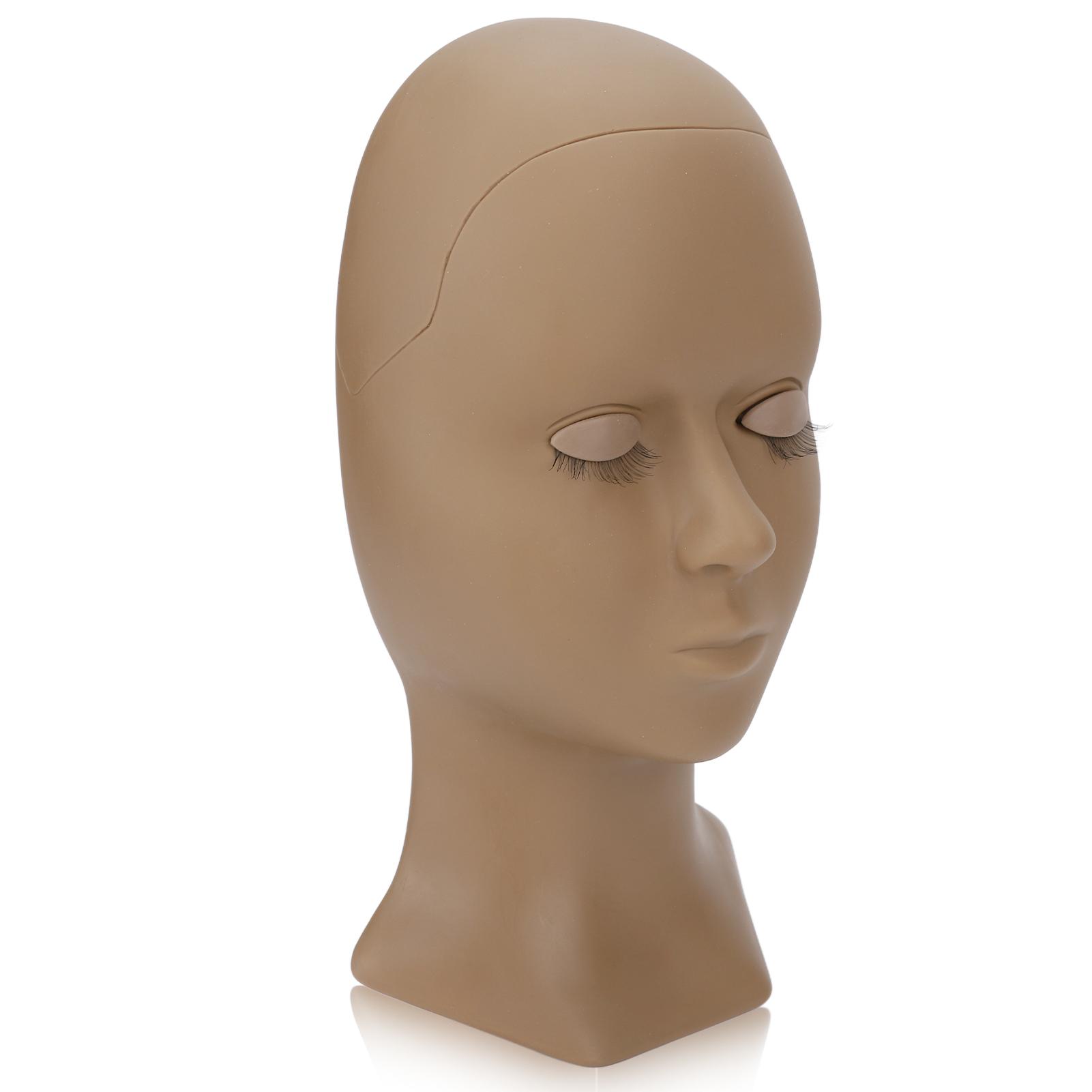 

Eyelash Extension Mannequin Head Removable Eyelids High Simulation Silicone Lash Training Practice Head Coffee