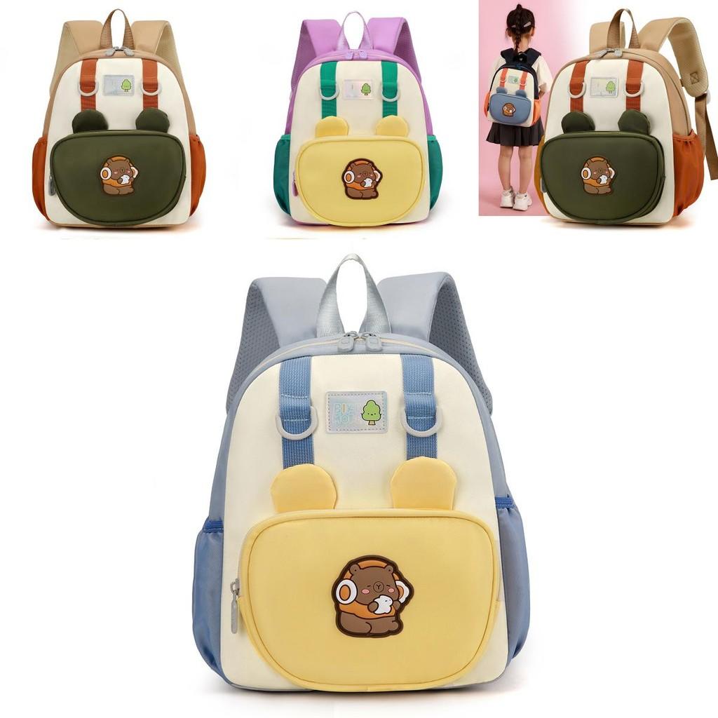 Capybara Kids School Backpack With Nylon Material And Curved Shoulder Straps For Preschool Children