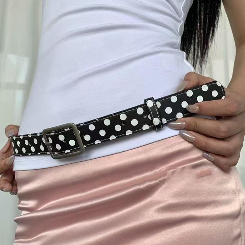 Punk Style Women's Polka Dot Leather Belt - Trendy & Versatile Fashion Accessory