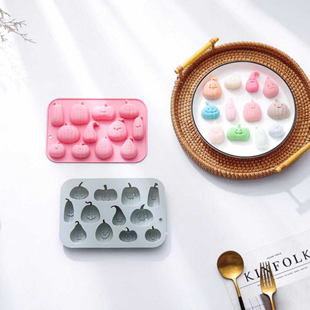 Silicone Chocolate Fondant Decorations Molds Cute Pumpkin Halloween Baking Mold Reusable Candy Trays Silicone Molds