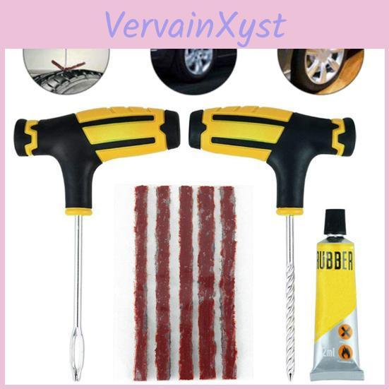 Drill Tire Tyre Tubeless Car Plug Rubber Strip Glue Puncture Repair Tools Kit