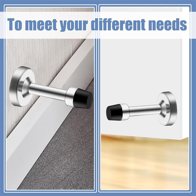 4pcs Stainless Steel Self Adhesive Door Stoppers Rubber Tip Wall Protector Door Catch Door Stop for Home Office